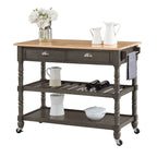 French Country 3 Tier Butcher Block Kitchen Cart with Drawers