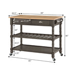 French Country 3 Tier Butcher Block Kitchen Cart with Drawers