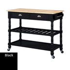 French Country 3 Tier Butcher Block Kitchen Cart with Drawers
