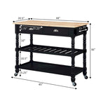 French Country 3 Tier Butcher Block Kitchen Cart with Drawers