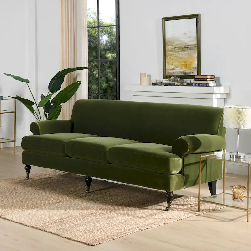Alana Lawson 88 Inch Living Room Sofa  Three Cushion Couch with Rolled Arms and Tight Back  Minimal Assembly Required