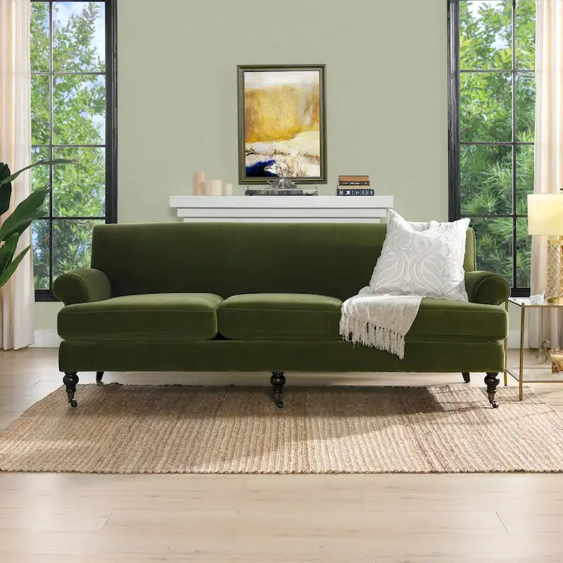Alana Lawson 88 Inch Living Room Sofa  Three Cushion Couch with Rolled Arms and Tight Back  Minimal Assembly Required