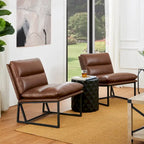 Glitzhome 30.25H Modern Soft PU Leather Armless Accent Chair