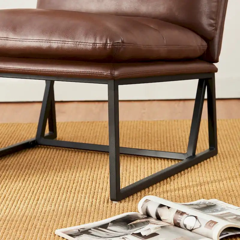 Glitzhome 30.25H Modern Soft PU Leather Armless Accent Chair