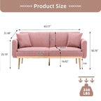 Teddy Fabric Upholstered Tufted Loveseats Sleeper Sofa With Rose Golden Legs