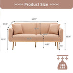 Teddy Fabric Upholstered Tufted Loveseats Sleeper Sofa With Rose Golden Legs