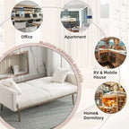 Teddy Fabric Upholstered Tufted Loveseats Sleeper Sofa With Rose Golden Legs