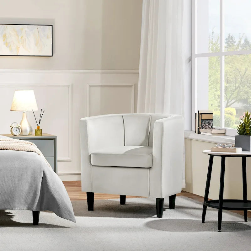 Modern Barrel-shaped Chair Upholstered Velvet Club Chair