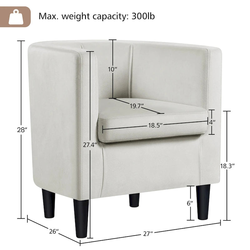 Modern Barrel-shaped Chair Upholstered Velvet Club Chair