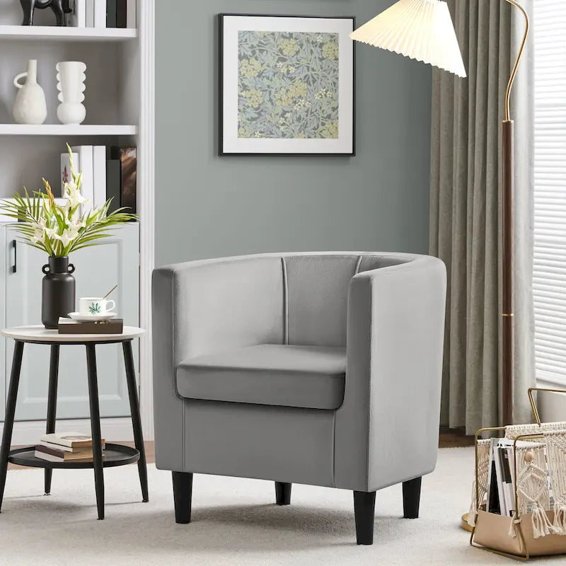 Modern Barrel-shaped Chair Upholstered Velvet Club Chair