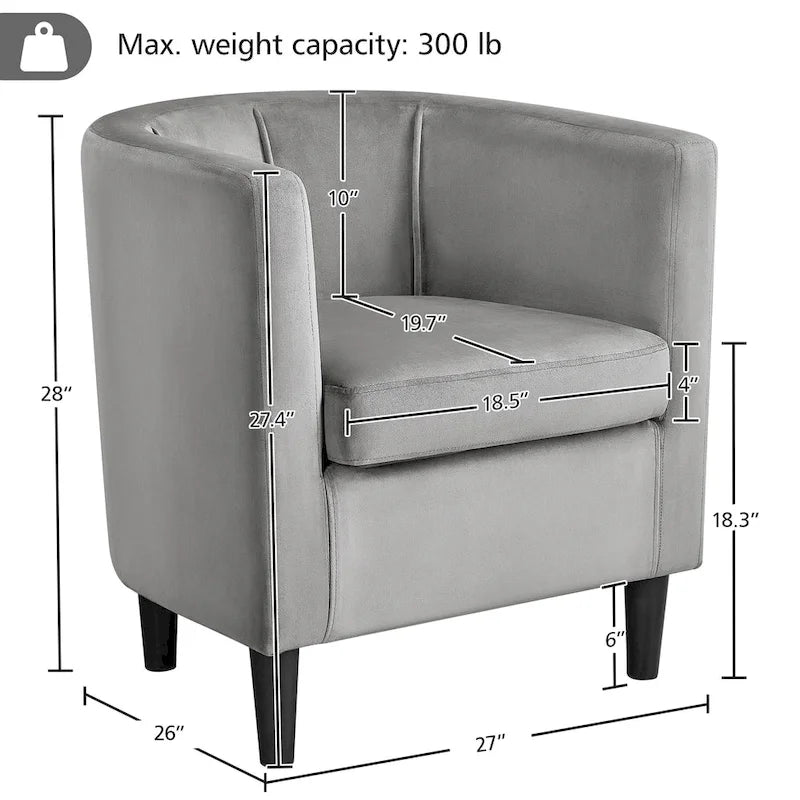 Modern Barrel-shaped Chair Upholstered Velvet Club Chair