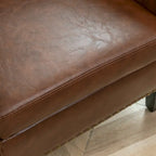 KINWELL PU Leather Tufted Barrel Chair Club Armchair with Nailheads