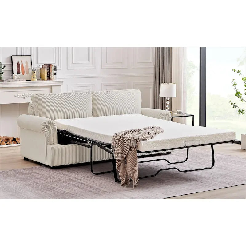Viviana 76 inch Polyester Round Arm Sleeper Sofa