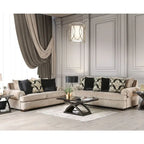 Jula Traditional Linen 2-Piece Sofa Set – Rolled Arms, Nailhead Trim, Beige or Brown