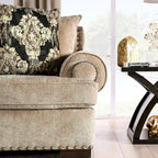 Jula Traditional Linen 2-Piece Sofa Set – Rolled Arms, Nailhead Trim, Beige or Brown