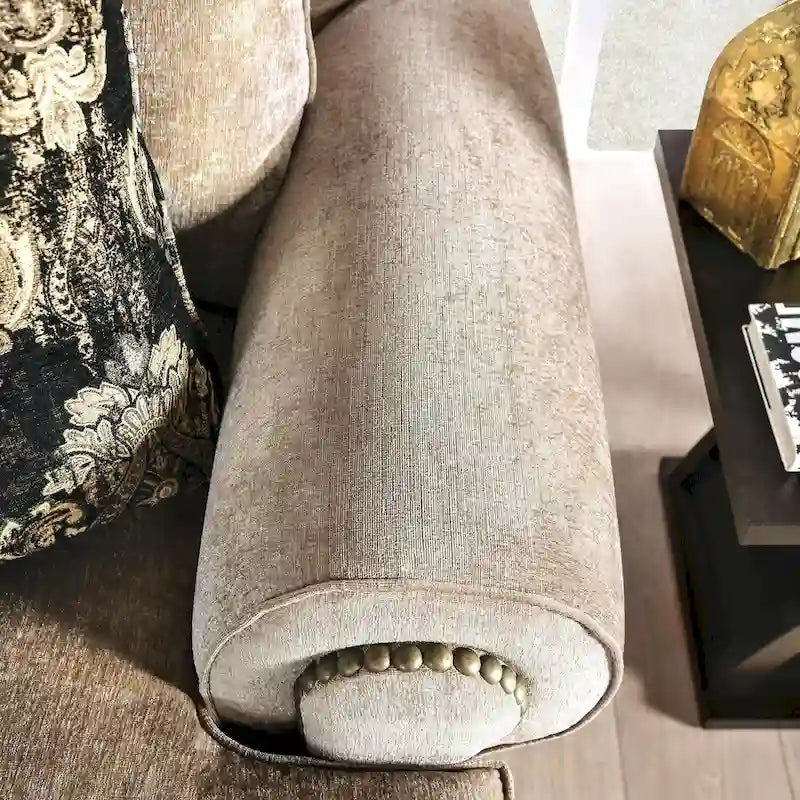 Jula Traditional Linen 2-Piece Sofa Set – Rolled Arms, Nailhead Trim, Beige or Brown