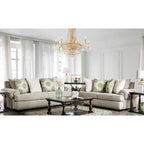 Jula Traditional Linen 2-Piece Sofa Set – Rolled Arms, Nailhead Trim, Beige or Brown
