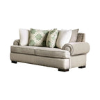 Jula Traditional Linen 2-Piece Sofa Set – Rolled Arms, Nailhead Trim, Beige or Brown