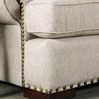 Jula Traditional Linen 2-Piece Sofa Set – Rolled Arms, Nailhead Trim, Beige or Brown
