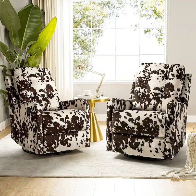 Arlette Floral Manual Swivel Recliner with Tufted Back Set of 2