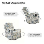 Arlette Floral Manual Swivel Recliner with Tufted Back Set of 2