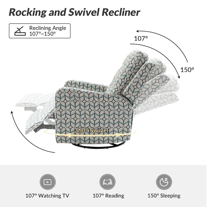 Arlette Floral Manual Swivel Recliner with Tufted Back Set of 2