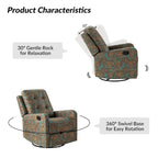 Arlette Floral Manual Swivel Recliner with Tufted Back Set of 2