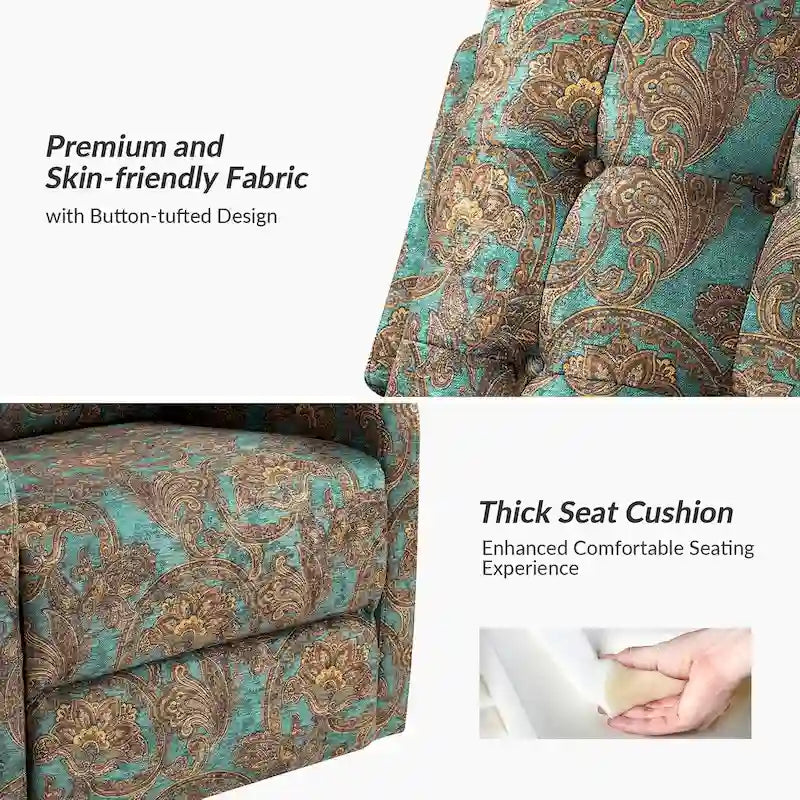 Arlette Floral Manual Swivel Recliner with Tufted Back Set of 2