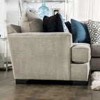 Ilka Transitional Chenille L-Shaped Sectional – Flared Arms, Seats 5, Beige or Grey