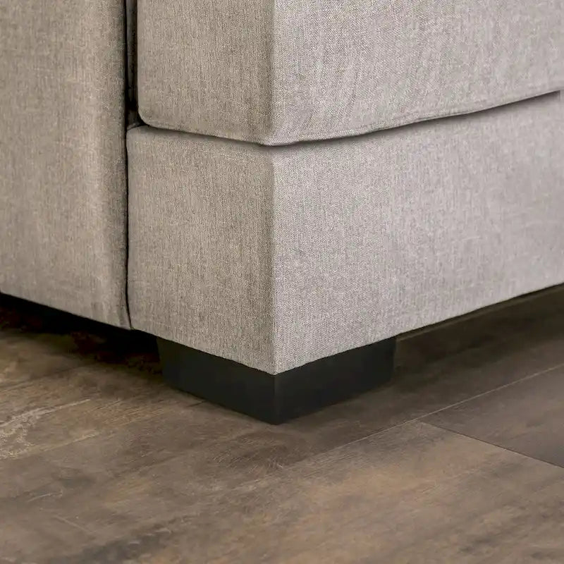 Ilka Transitional Chenille L-Shaped Sectional – Flared Arms, Seats 5, Beige or Grey
