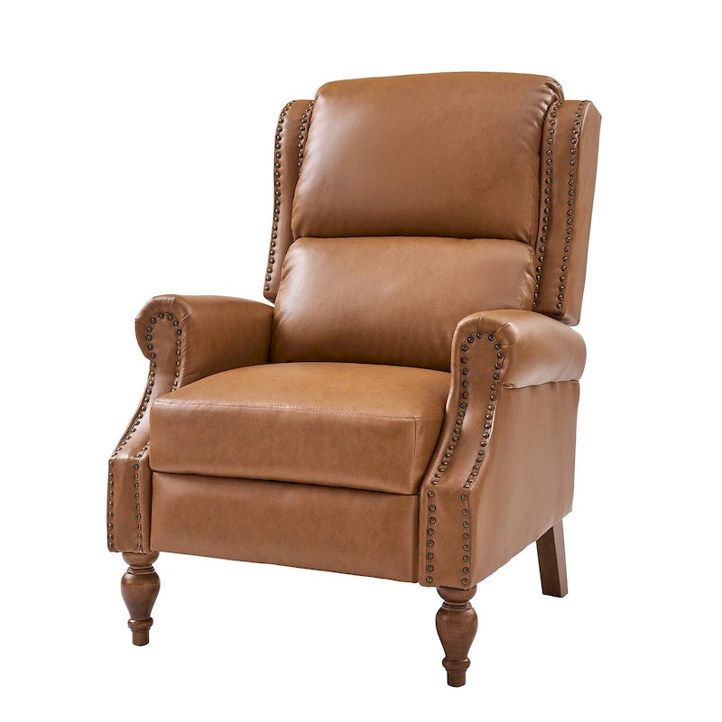 Terri Traditional Vegan Leather Manual Push Back Recliner by HULALA HOME