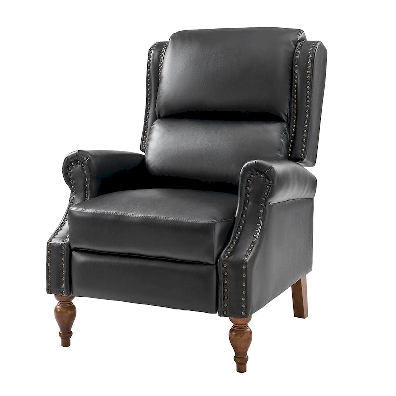 Terri Traditional Vegan Leather Manual Push Back Recliner by HULALA HOME
