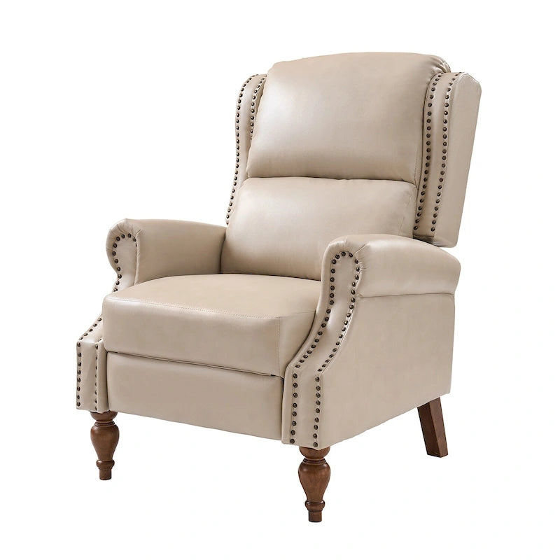 Terri Traditional Vegan Leather Manual Push Back Recliner by HULALA HOME