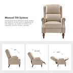 Terri Traditional Vegan Leather Manual Push Back Recliner by HULALA HOME
