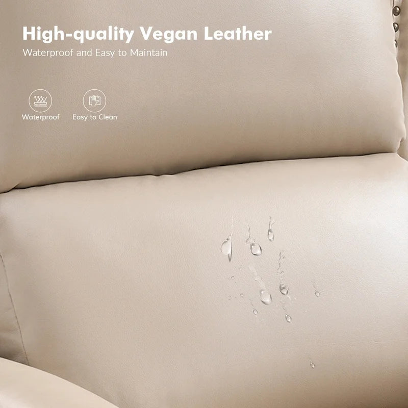 Terri Traditional Vegan Leather Manual Push Back Recliner by HULALA HOME