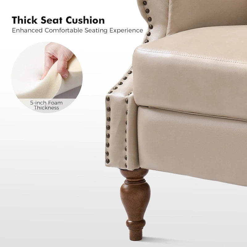 Terri Traditional Vegan Leather Manual Push Back Recliner by HULALA HOME