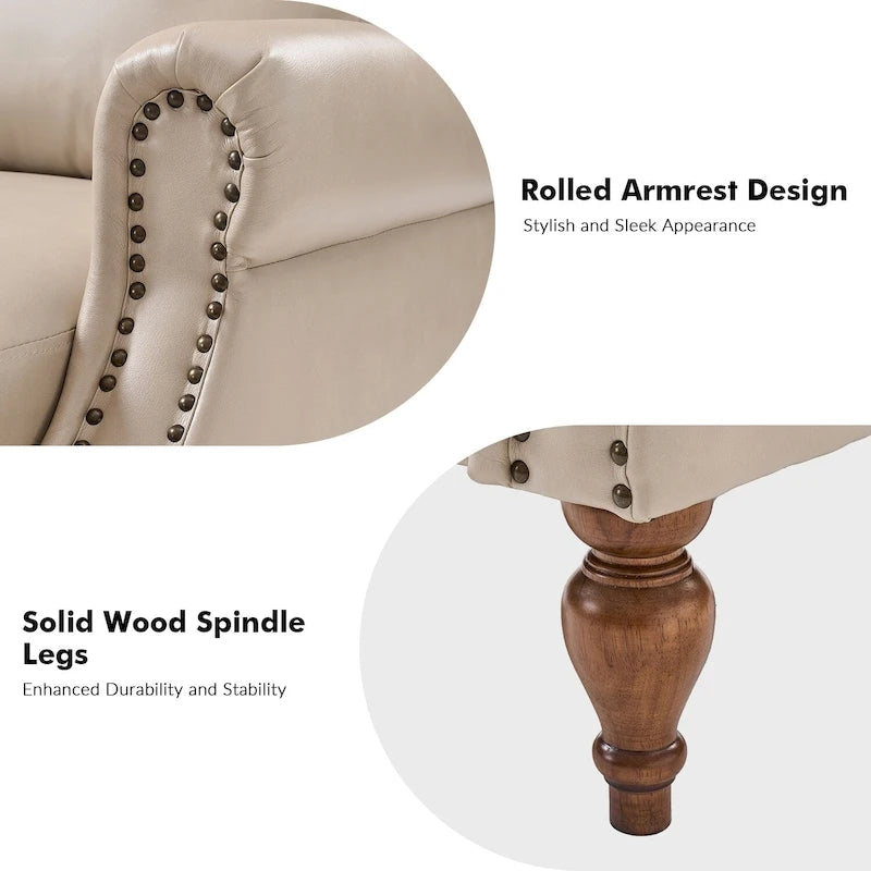 Terri Traditional Vegan Leather Manual Push Back Recliner by HULALA HOME