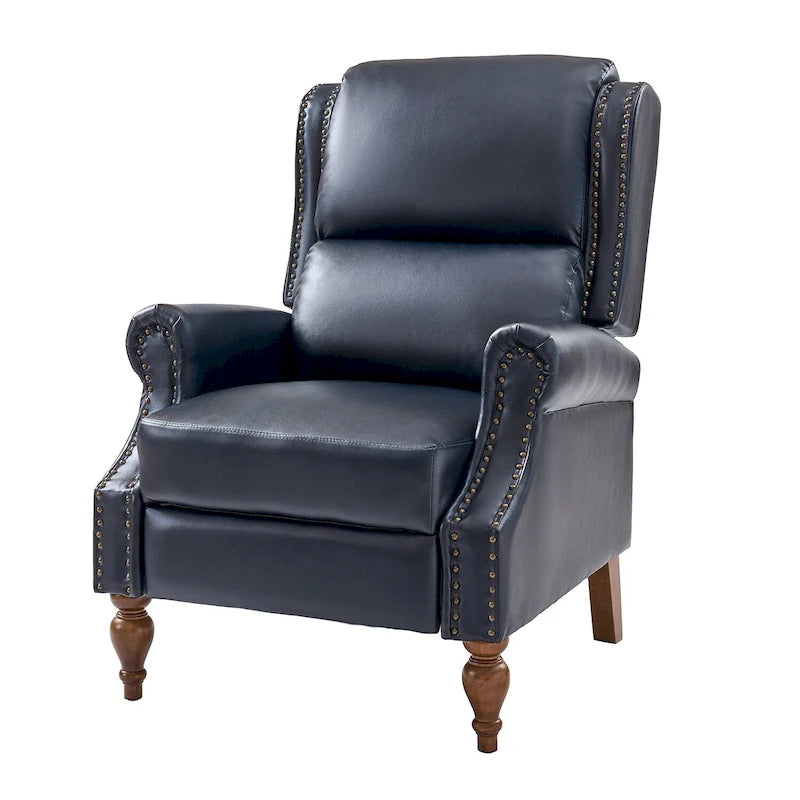Terri Traditional Vegan Leather Manual Push Back Recliner by HULALA HOME
