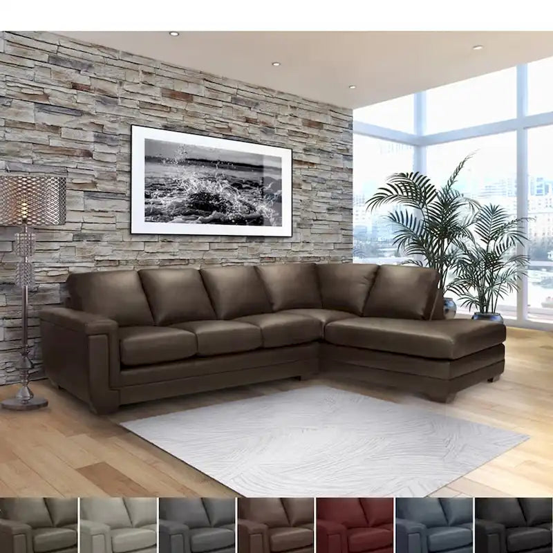 Porsche Top-grain Italian Leather Sectional Sofa - 36.5 x 116 x 37