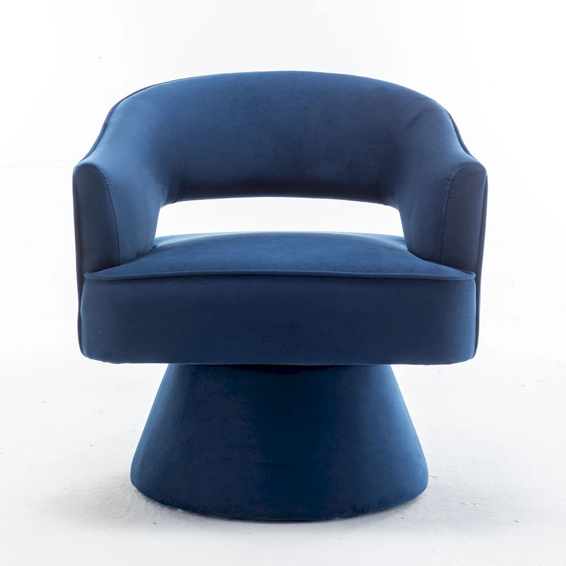SEYNAR Modren Velvet Living Room Swivel Arm Barrel Chair with Tufted Back