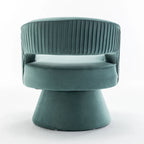 SEYNAR Modren Velvet Living Room Swivel Arm Barrel Chair with Tufted Back