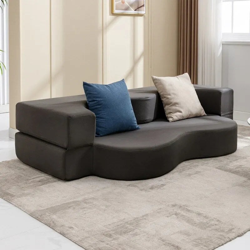 Mixoy Convertible Futon Sofa Bed, Foldable, Foam Folding Mattress Sleeper, Cloth Fabrics Floor Couch Lounge Sleeper Bed