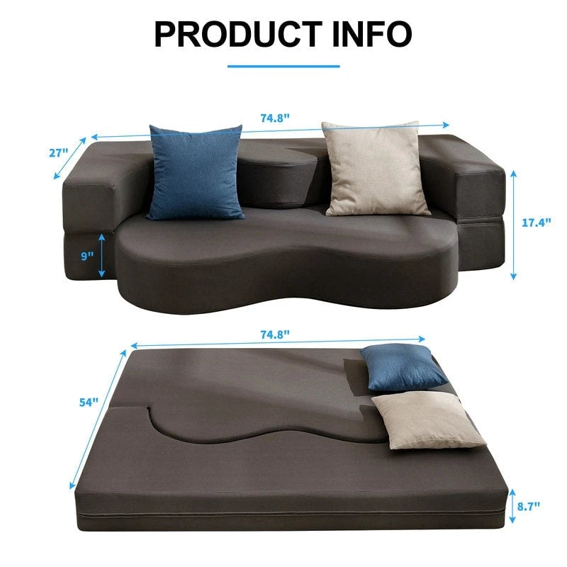 Mixoy Convertible Futon Sofa Bed, Foldable, Foam Folding Mattress Sleeper, Cloth Fabrics Floor Couch Lounge Sleeper Bed