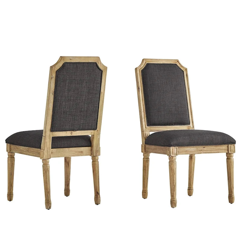 Deana Arched Linen and Wood Dining Chairs (Set of 2) by iNSPIRE Q Artisan