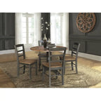 42" Drop Leaf Dining Table with 4 Ladderback Chairs – Solid Hardwood 5-Piece Set