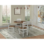 42" Drop Leaf Dining Table with 4 Ladderback Chairs – Solid Hardwood 5-Piece Set