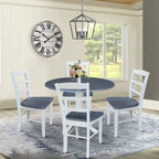 42" Drop Leaf Dining Table with 4 Ladderback Chairs – Solid Hardwood 5-Piece Set