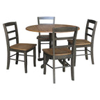 42" Drop Leaf Dining Table with 4 Ladderback Chairs – Solid Hardwood 5-Piece Set