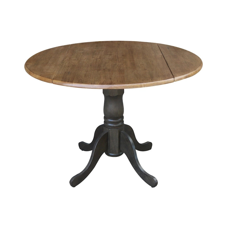42" Drop Leaf Dining Table with 4 Ladderback Chairs – Solid Hardwood 5-Piece Set