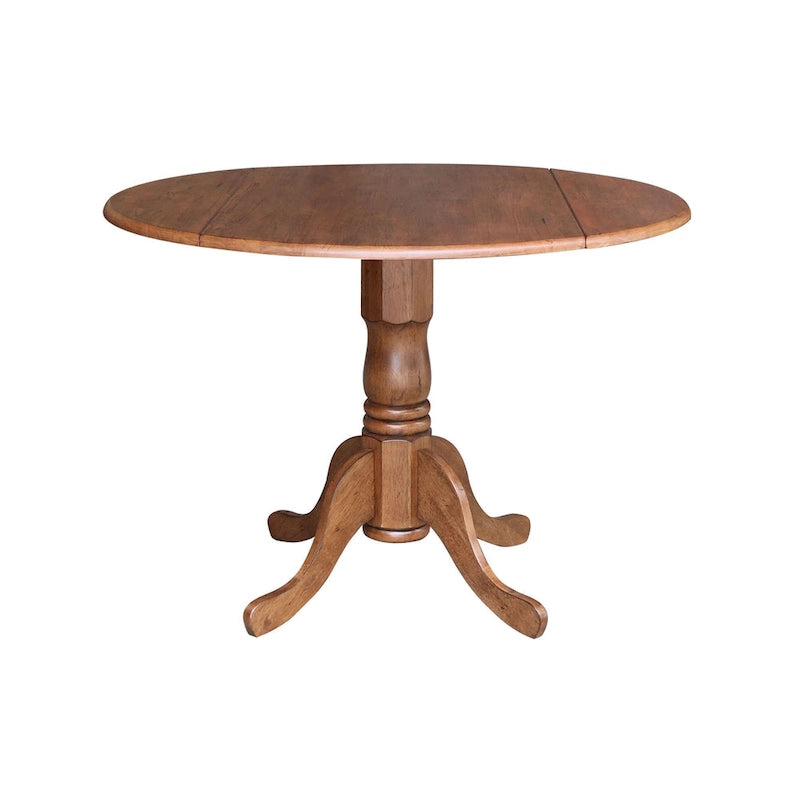 42" Drop Leaf Dining Table with 4 Ladderback Chairs – Solid Hardwood 5-Piece Set
